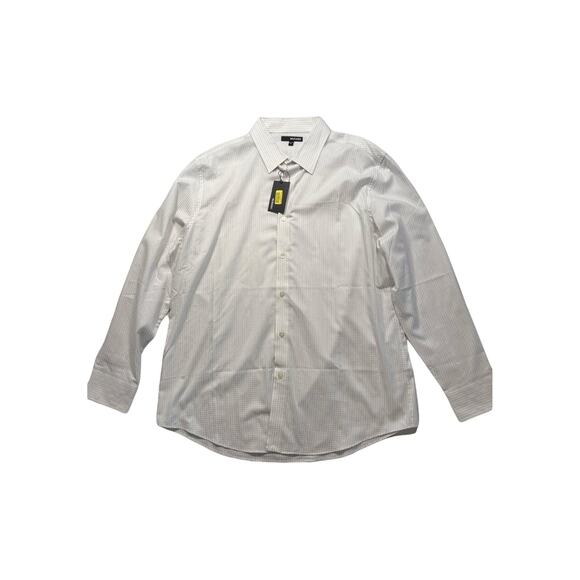 Murano Mens Regular Fit Dress‎ Shirt XL Non-Iron White Checkered Cotton NWT 320 - Picture 1 of 7